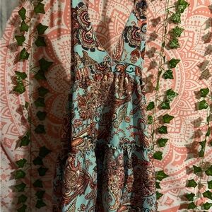 SHEIN Paisley Print Mini Dress - Blue and Brown